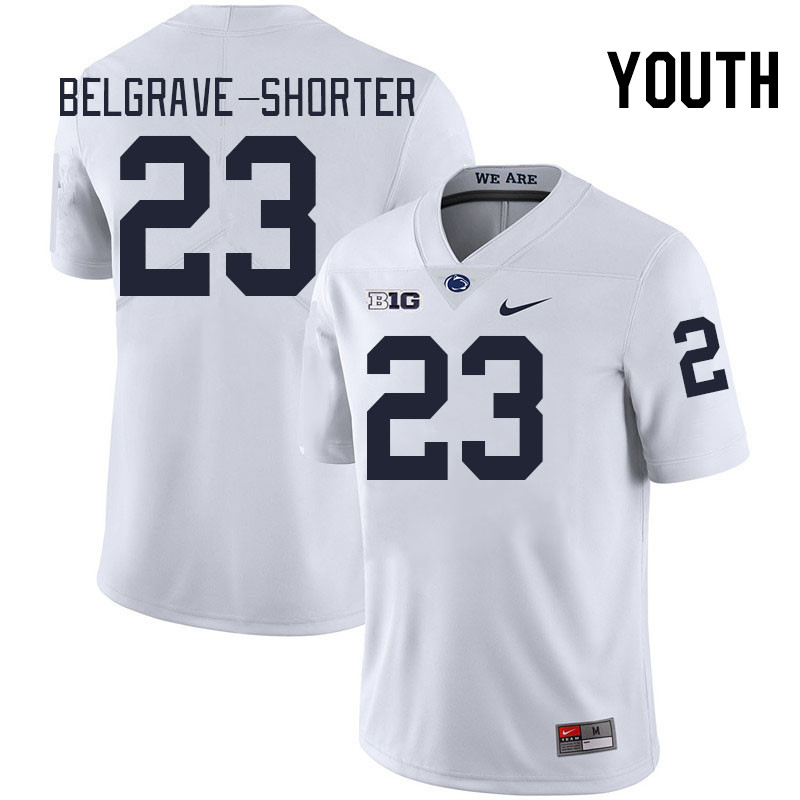 Youth #23 Antoine Belgrave-Shorter Penn State Nittany Lions College Football Jerseys Stitched-White